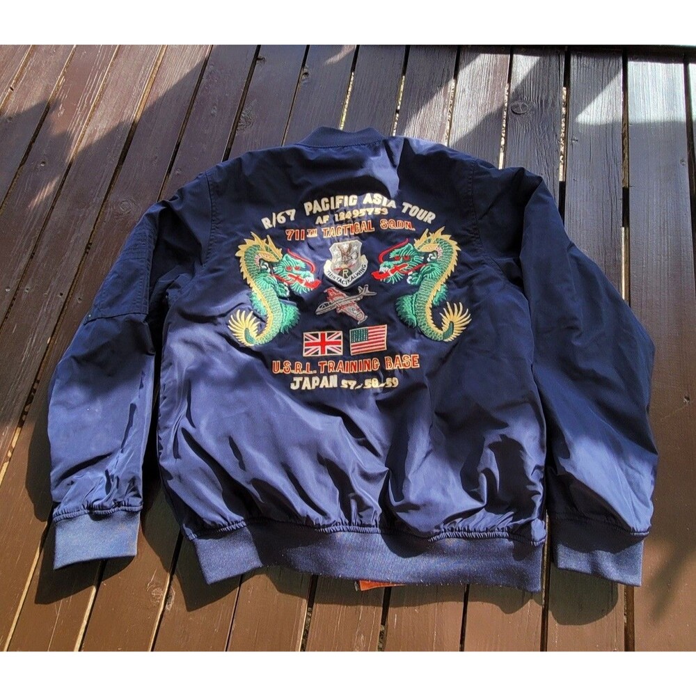 VTG Kill city Japan Reverisible Military Bomber Jacket Size Men XS WOMEN M
